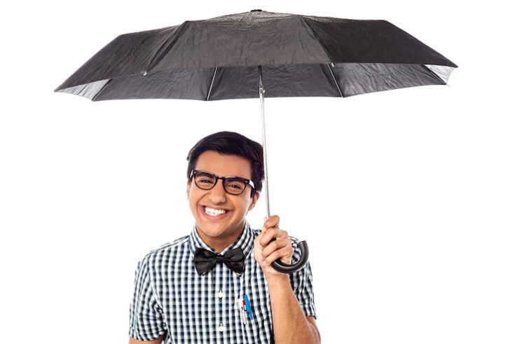 man holding umbrella