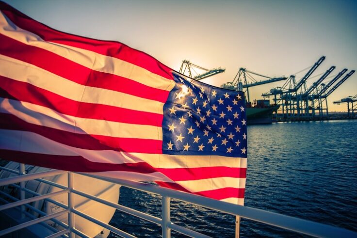 flag on boat for fourth of july